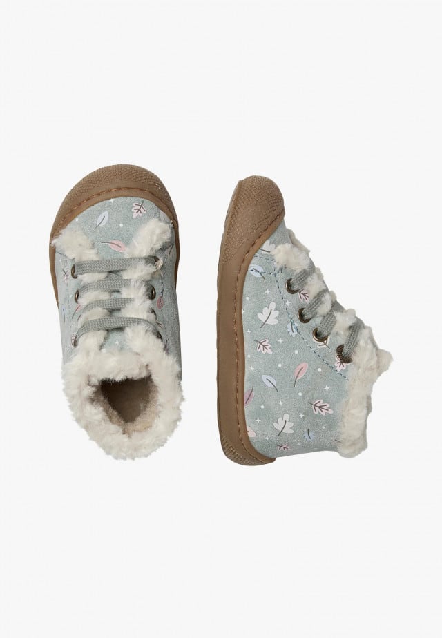 NATURINO LALLITLauflernschuhe aus Veloursleder und Wolle, Salbei