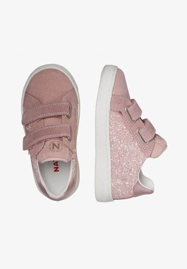 NATURINO PINN VL.Sneakers aus Veloursleder und Glitter, Rosa