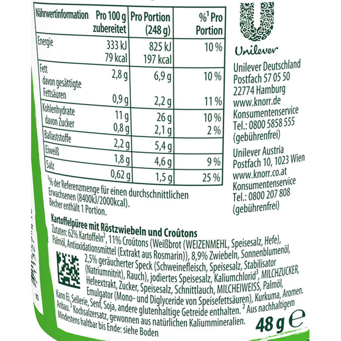 Kartoffelsnack mit Röstzwiebeln & Croûtons, 48g von Knorr