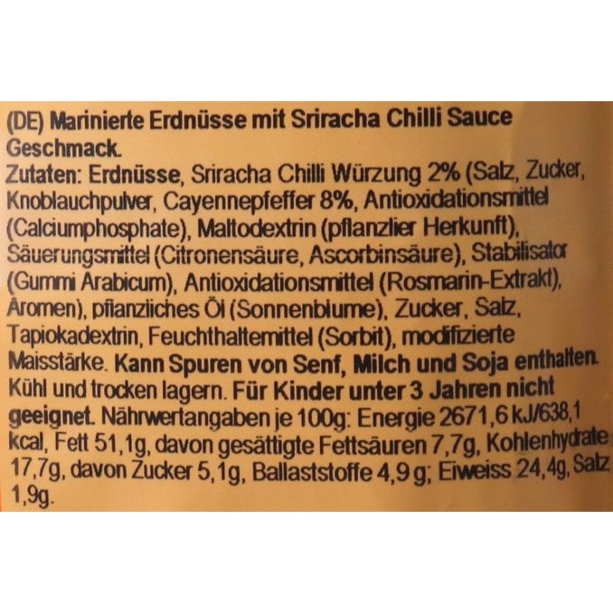 Marinierte Erdnüsse Sriracha Hot Chili, 70g von Zigi