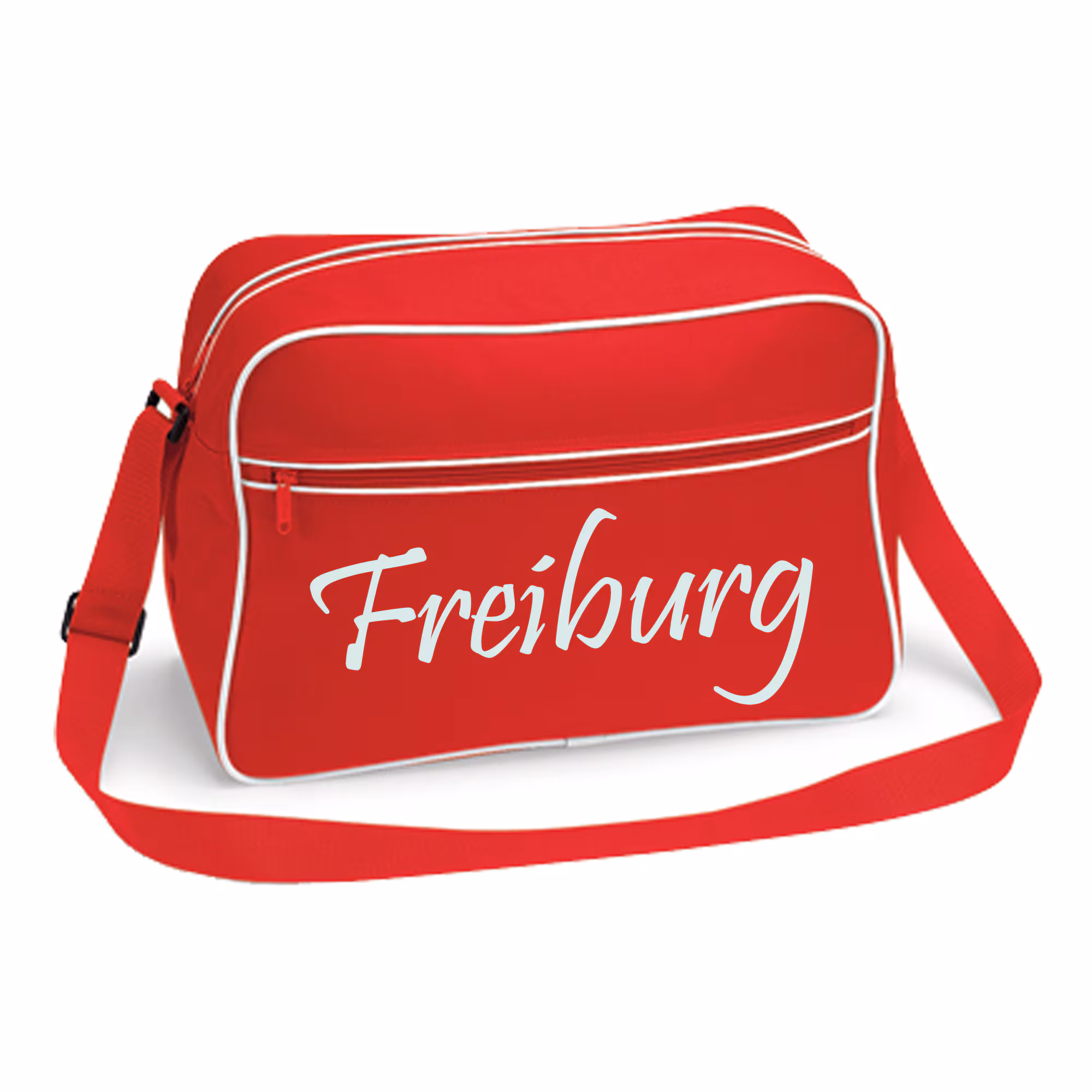 multifanshop® Retrotasche - Freiburg - Schriftzug - Druck weiß