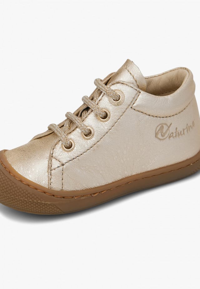 NATURINO COCOONLauflernschuhe aus Metallic-Leder, Platin