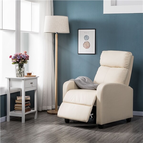 Yaheetech Relaxsessel Ruhesessel Fernsehsessel Cinemasessel Sofa Recliner Einzelsofa TV Hocker Sofa Bein-Ablage Kunstleder Beige