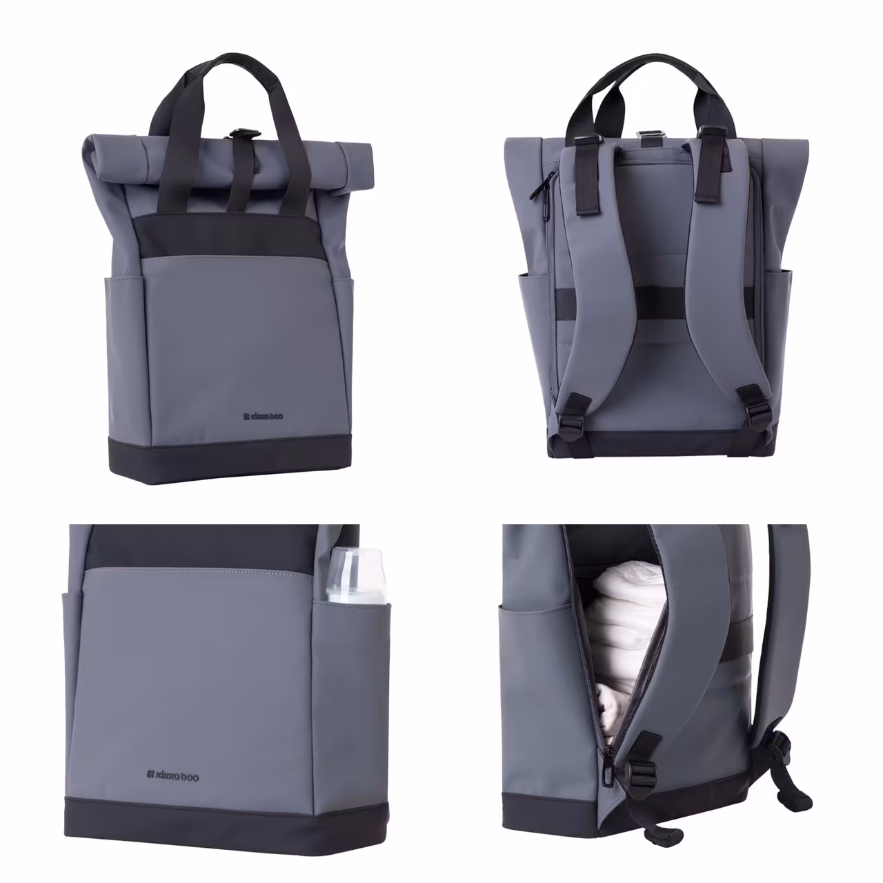 Kikkaboo Wickeltasche Cerise Rucksack Reißverschluss wasserfest Wickelunterlage grau