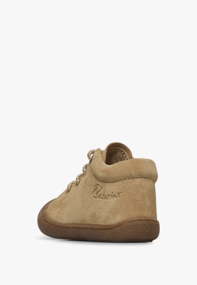 NATURINO COCOONLauflernschuhe aus Veloursleder, Beige-Platin