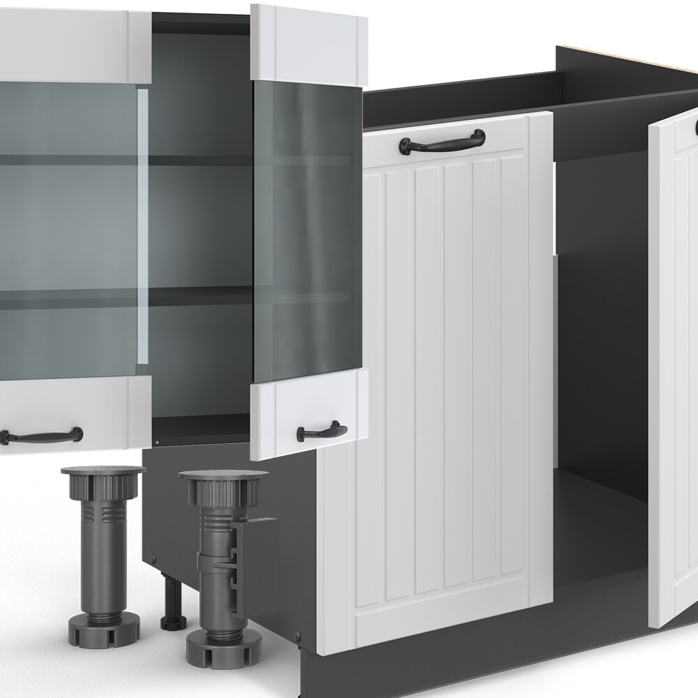 Vicco Küche Fame-Line 300 cm Küchenzeile Landhaus Küchenblock Einbau Anthrazit