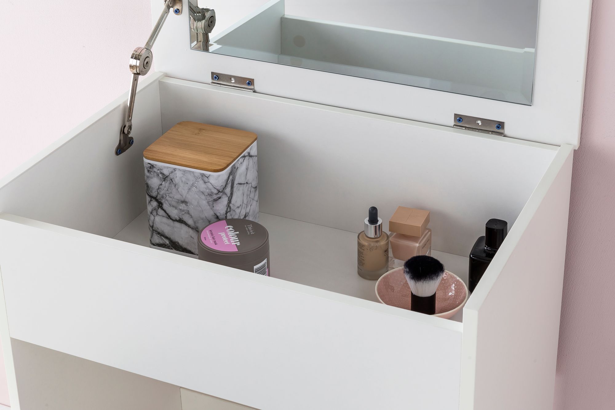 KADIMA DESIGN Moderner Schminktisch mit Klappfach und Spiegel, inklusive Hocker, Melaminharzbeschichtung