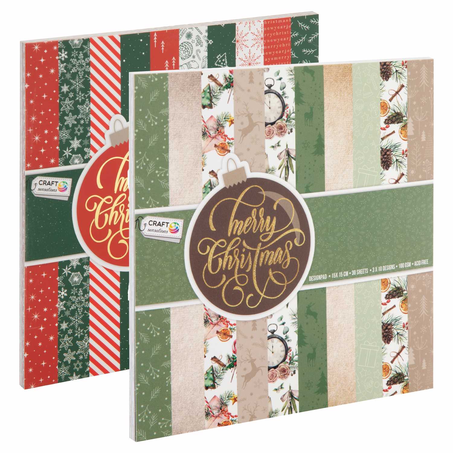 Designpapier 15x15cm 30Bl. Weihnachten