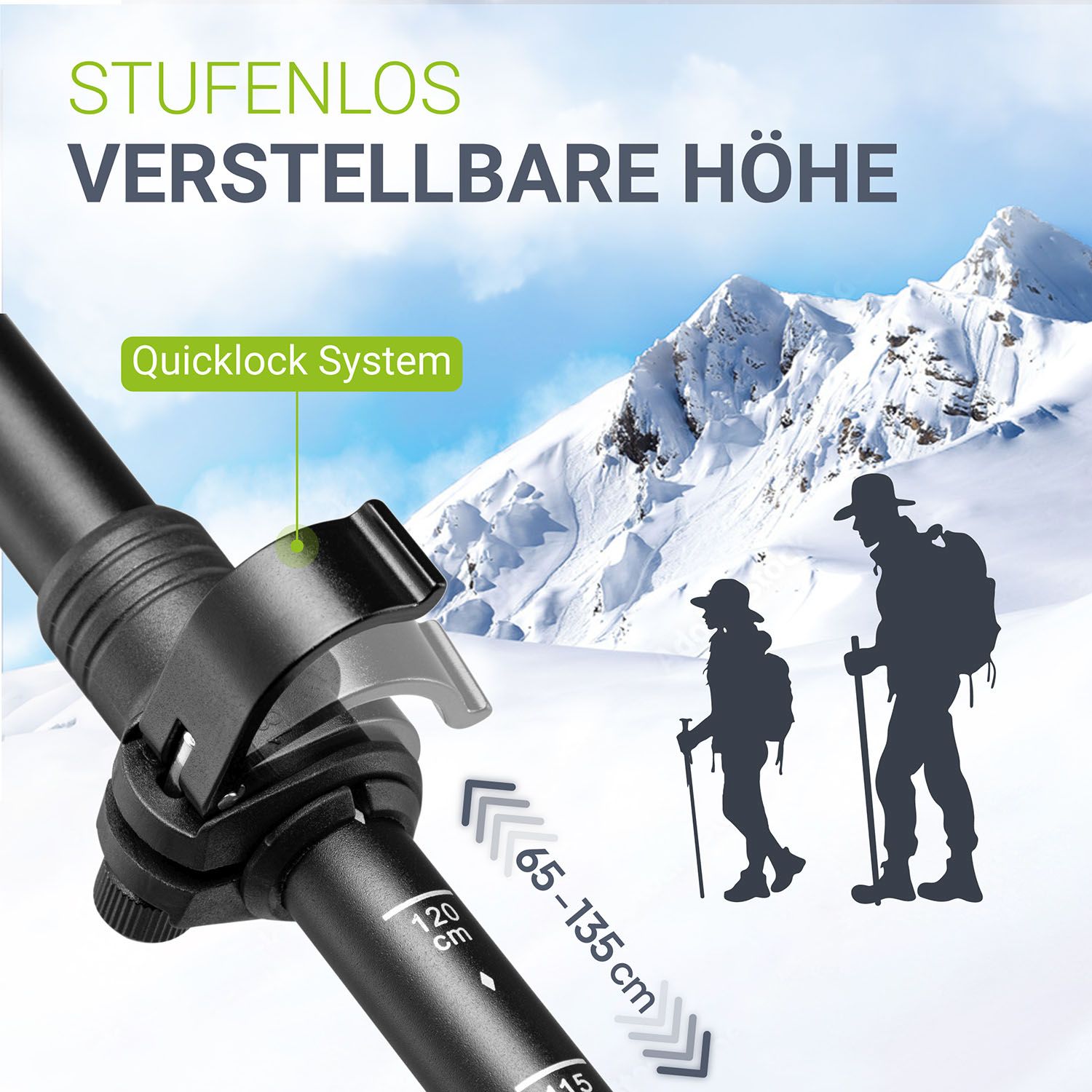 Juskys Nordic Walking Stöcke - Alu Teleskop Wanderstöcke, leicht, ausziehbar, Tasche - Schwarz
