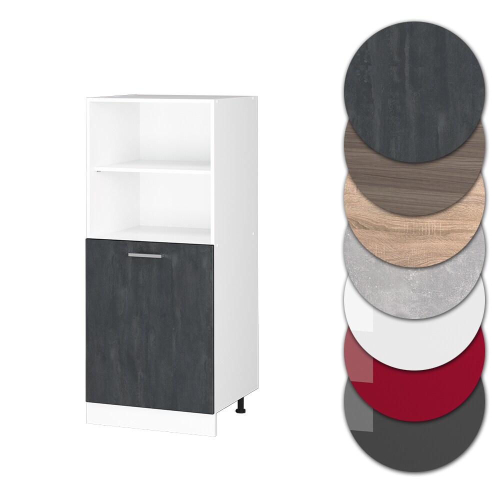 Vicco Vorratsschrank R-Line Schwarz Beton Weiß 60 cm kleine Tür