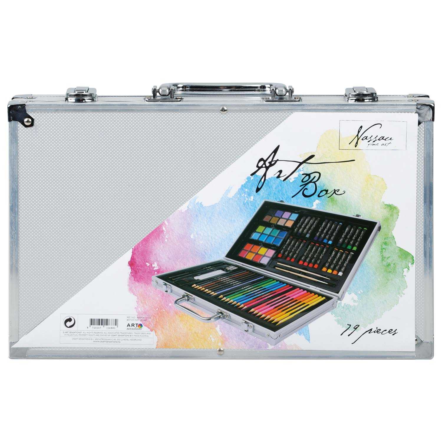 Malkoffer Art Box aus Metall 37 x 24,5 x 4,5 cm 79teilig