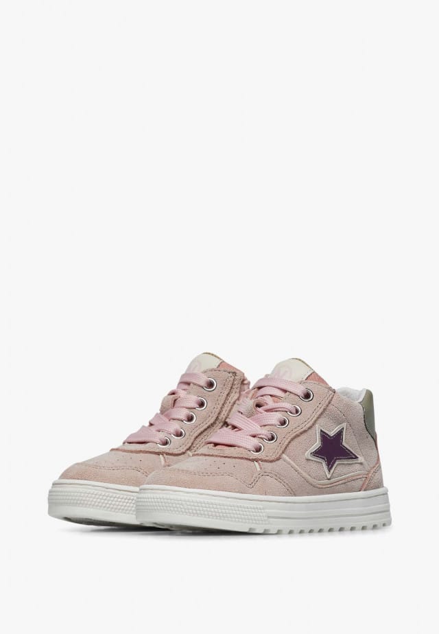 NATURINO HESS HIGH 3 ZIP.Knöchelschuhe aus Leder und Veloursleder, Rosa