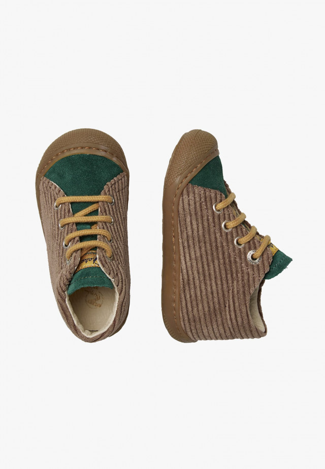 NATURINO COCOONLauflernschuhe aus Veloursleder, Braun-Grün