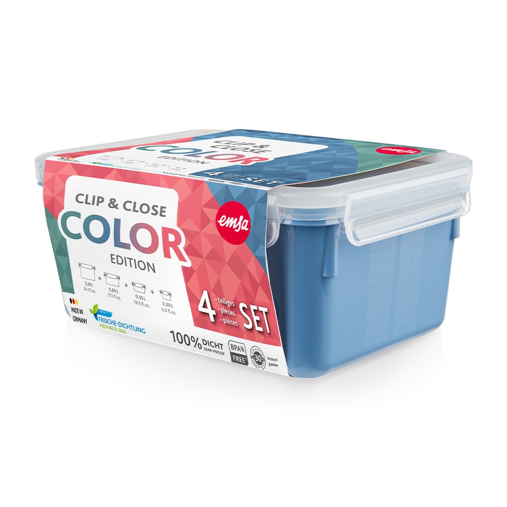 CLIP & CLOSE COLOR Frischhaltedosen 4er-Set