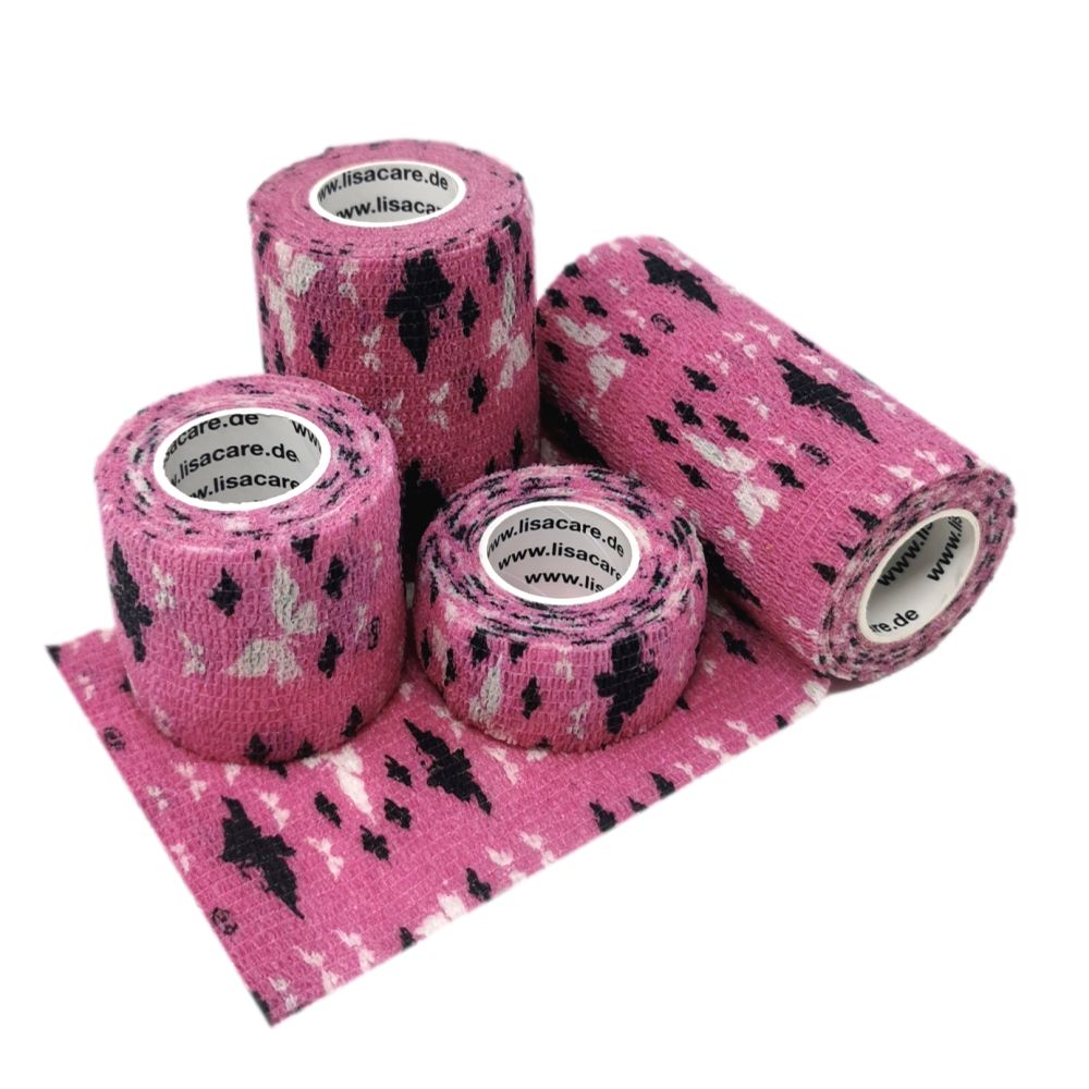 LisaCare Kohäsive Bandagen 2,5-10cm - Schmetterlinge Rosa