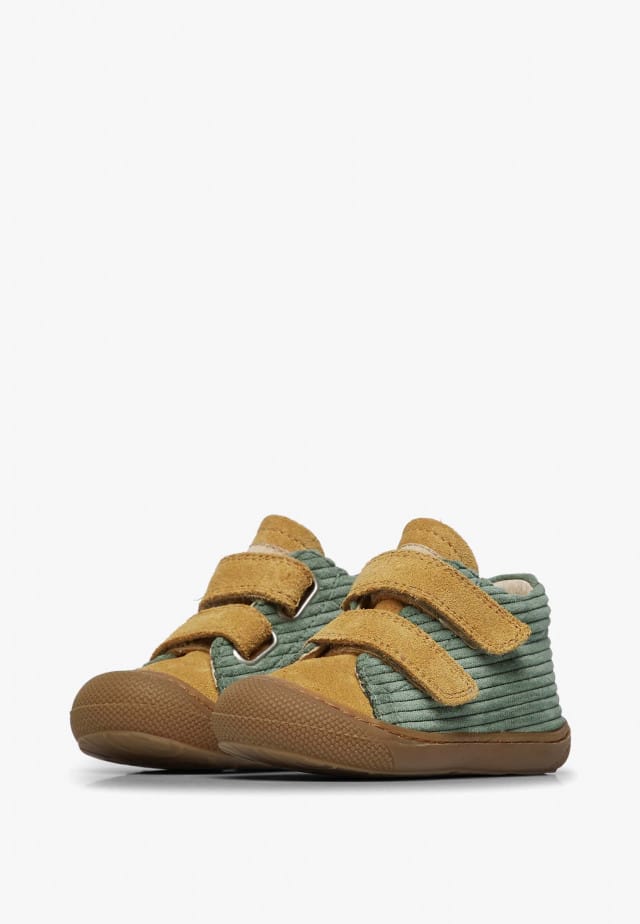 NATURINO COCOON VLLauflernschuhe aus Veloursleder, Grün-Kürbis