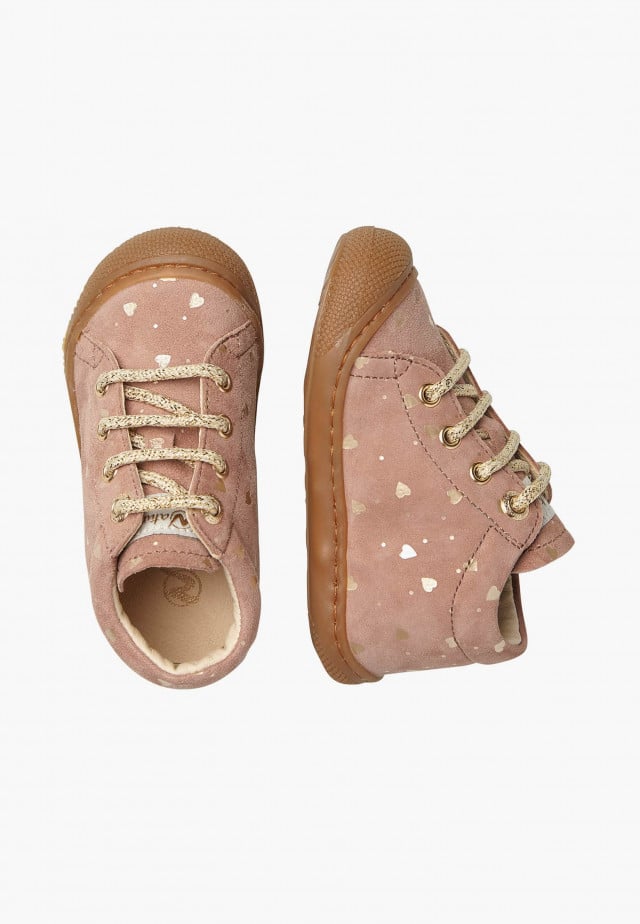 NATURINO COCOONLauflernschuhe aus Veloursleder, Puderrosa