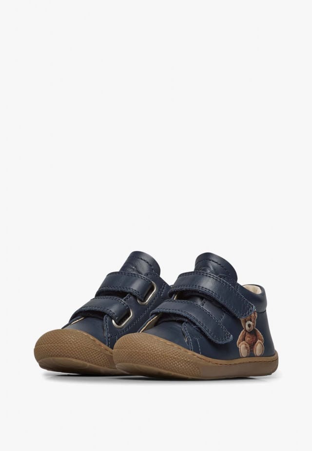 NATURINO COCOON BEAR 2 VLLauflernschuhe aus Leder mit Bärenpatch, Marineblau