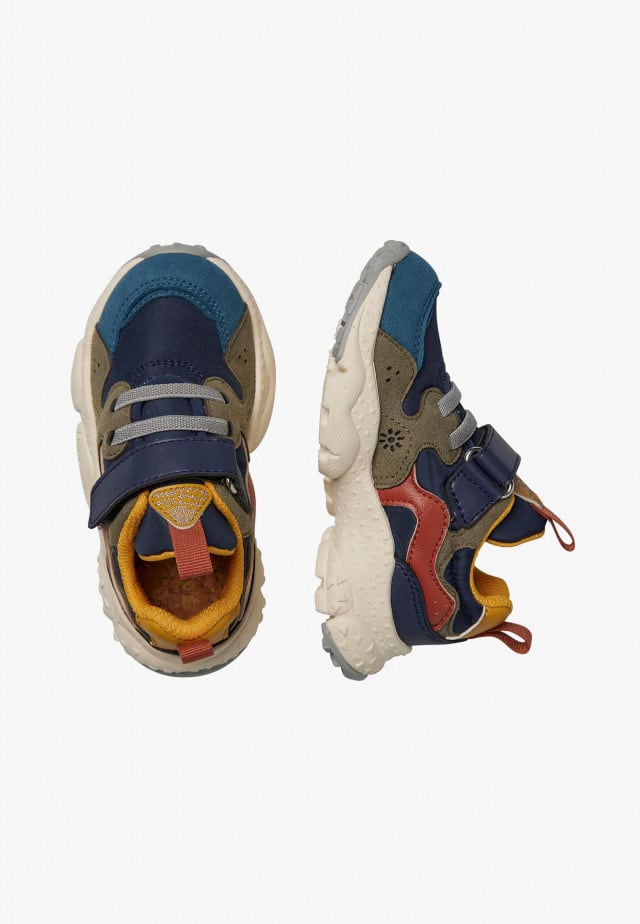 YAMANO 3 JUNIOR VL.Sneakers aus Kunstleder und technischem Gewebe, Marineblau-Militärgrün