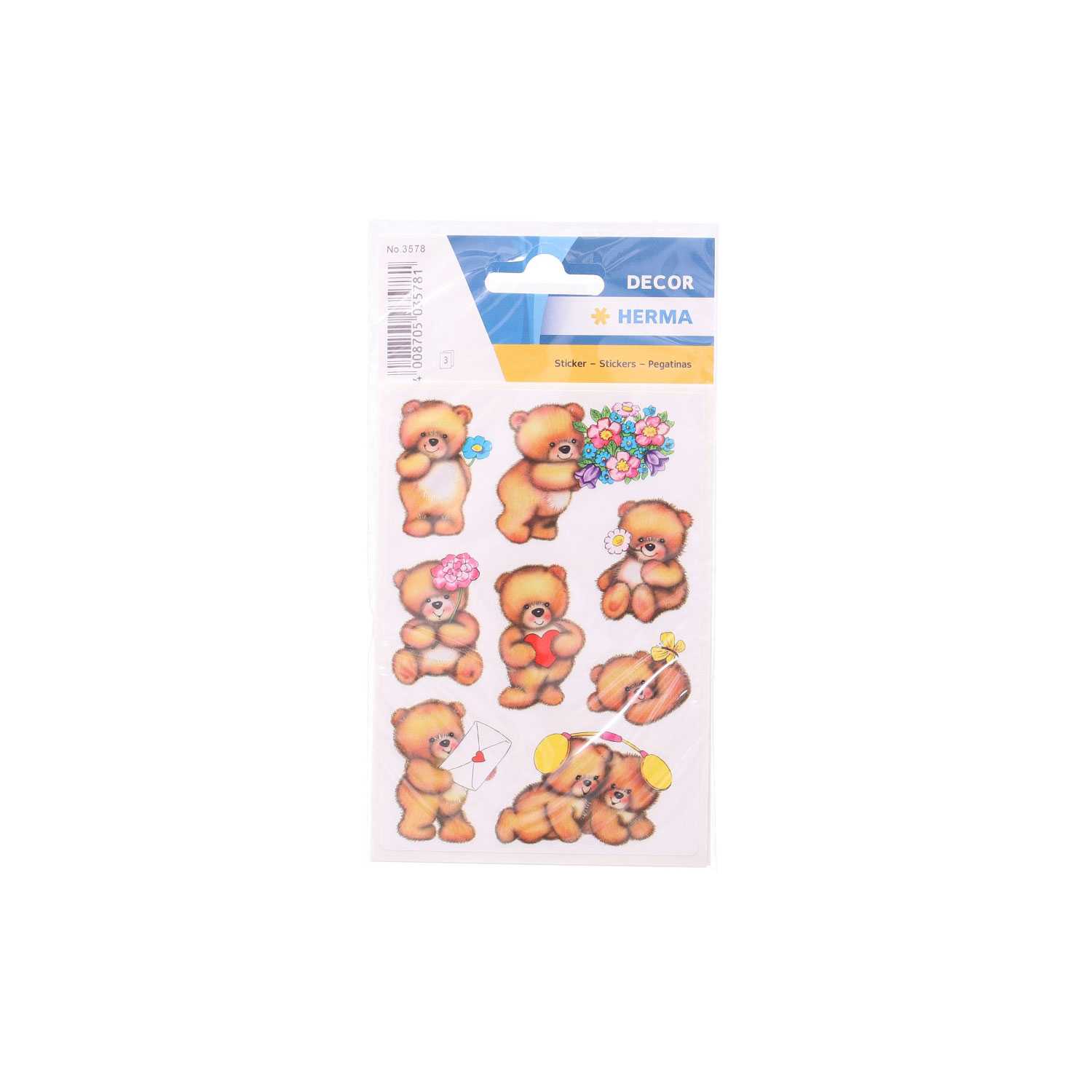 Herma Sticker Bären mit Blumen 24 Sticker auf 3 Blatt