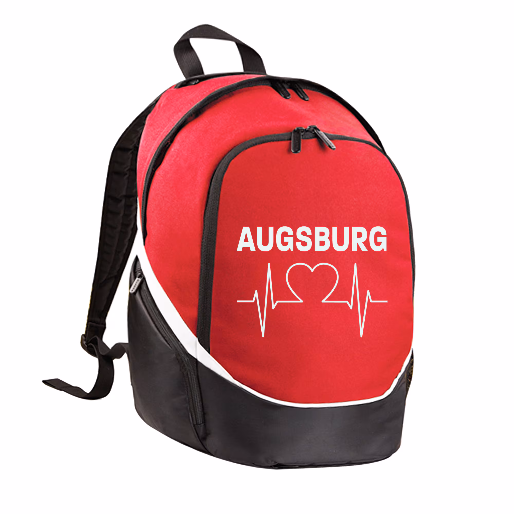 multifanshop® Rucksack - Augsburg - Herzschlag - Druck weiß