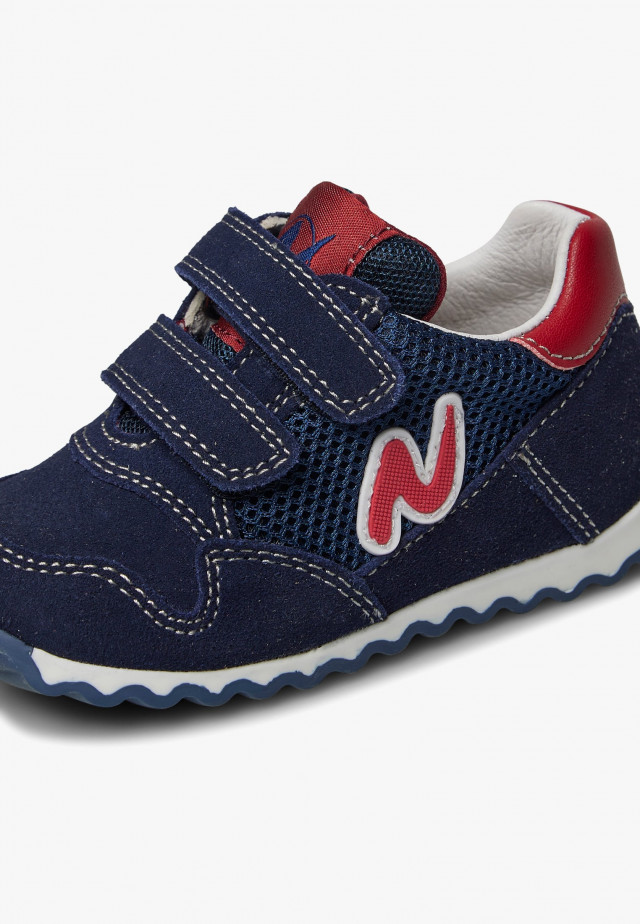 NATURINO SAMMY 2 VL.Sneakers aus Veloursleder und Gewebe, Marineblau-Rot