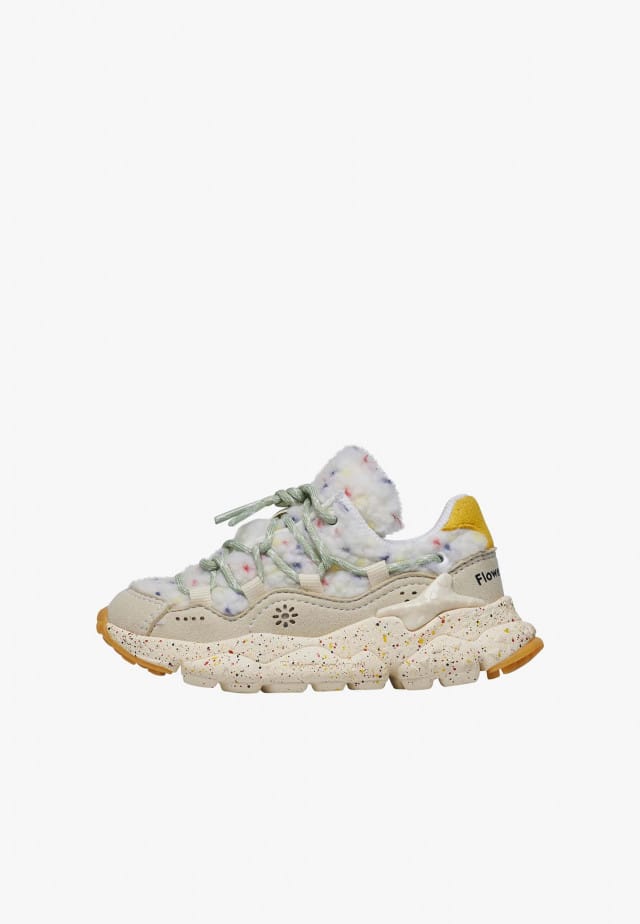 RAIKIRI JUNIOR.Sneakers aus Kunstleder und Wolle, Cremeweiß