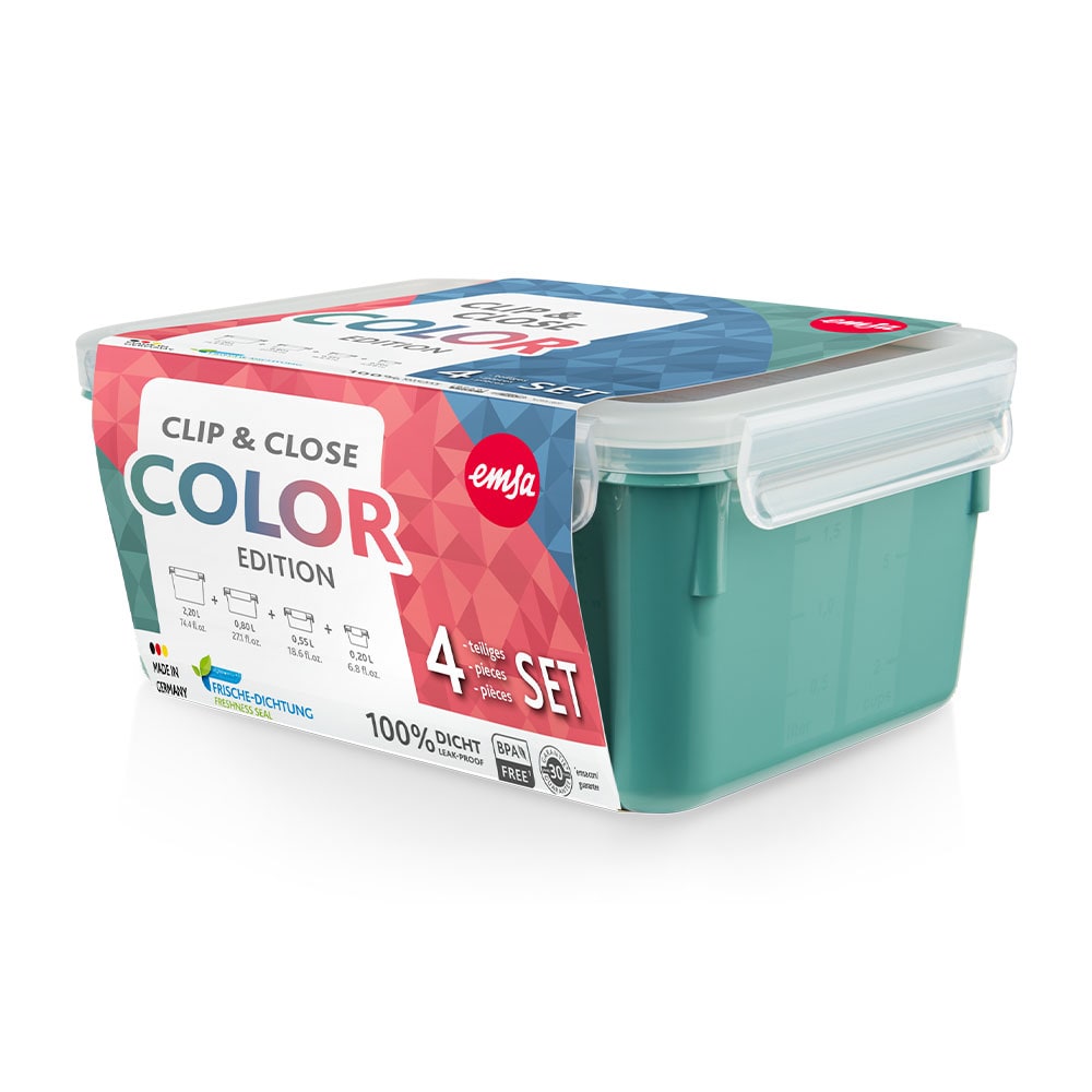 CLIP & CLOSE COLOR Frischhaltedosen 4er-Set