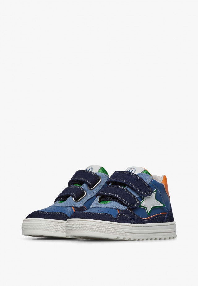 NATURINO HESS HIGH 3 VL.Knöchelschuhe aus Leder und Veloursleder, Marineblau-Azurblau