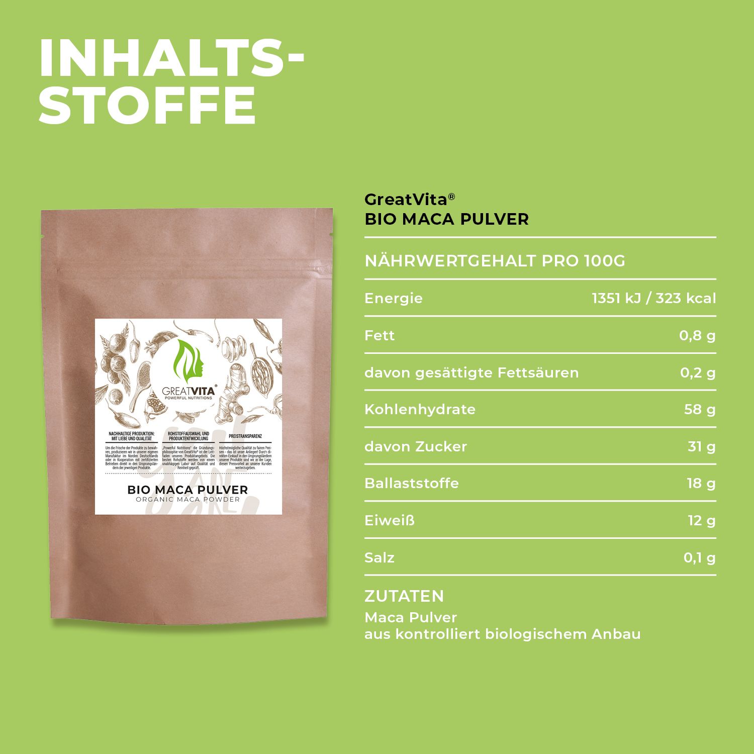GreatVita Bio Maca Pulver