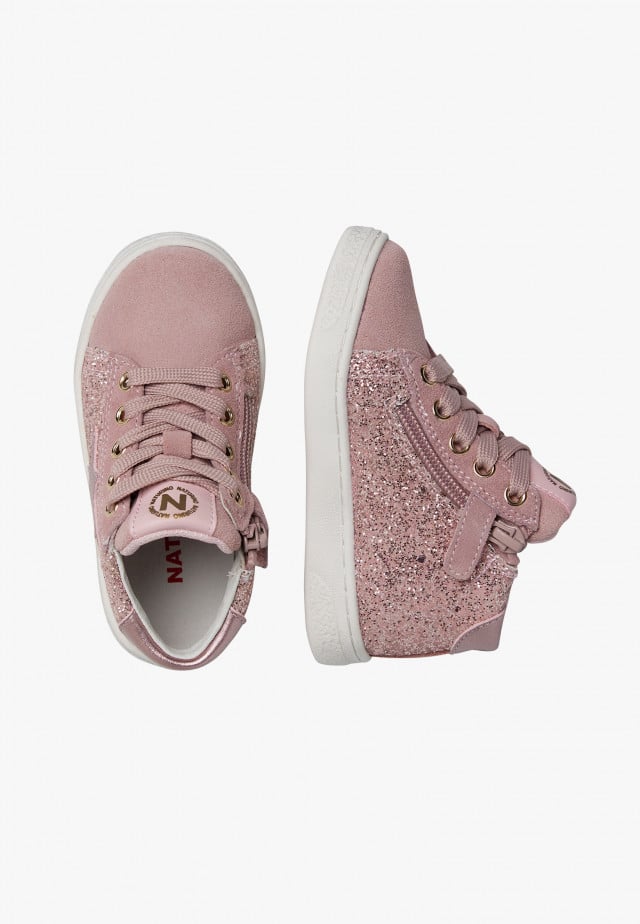 NATURINO PINN HIGH ZIP.Knöchelschuhe aus Leder und Veloursleder, Rosa