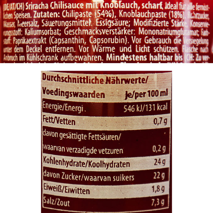 Sriracha Sauce Knoblauch, 200ml von A-ONE
