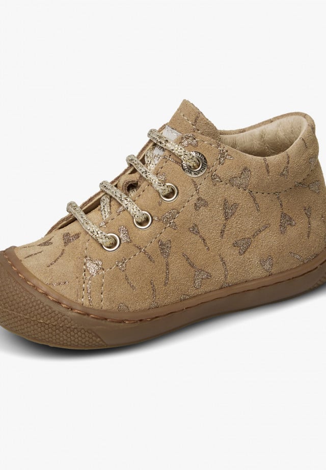 NATURINO COCOONLauflernschuhe aus Veloursleder, Beige-Platin