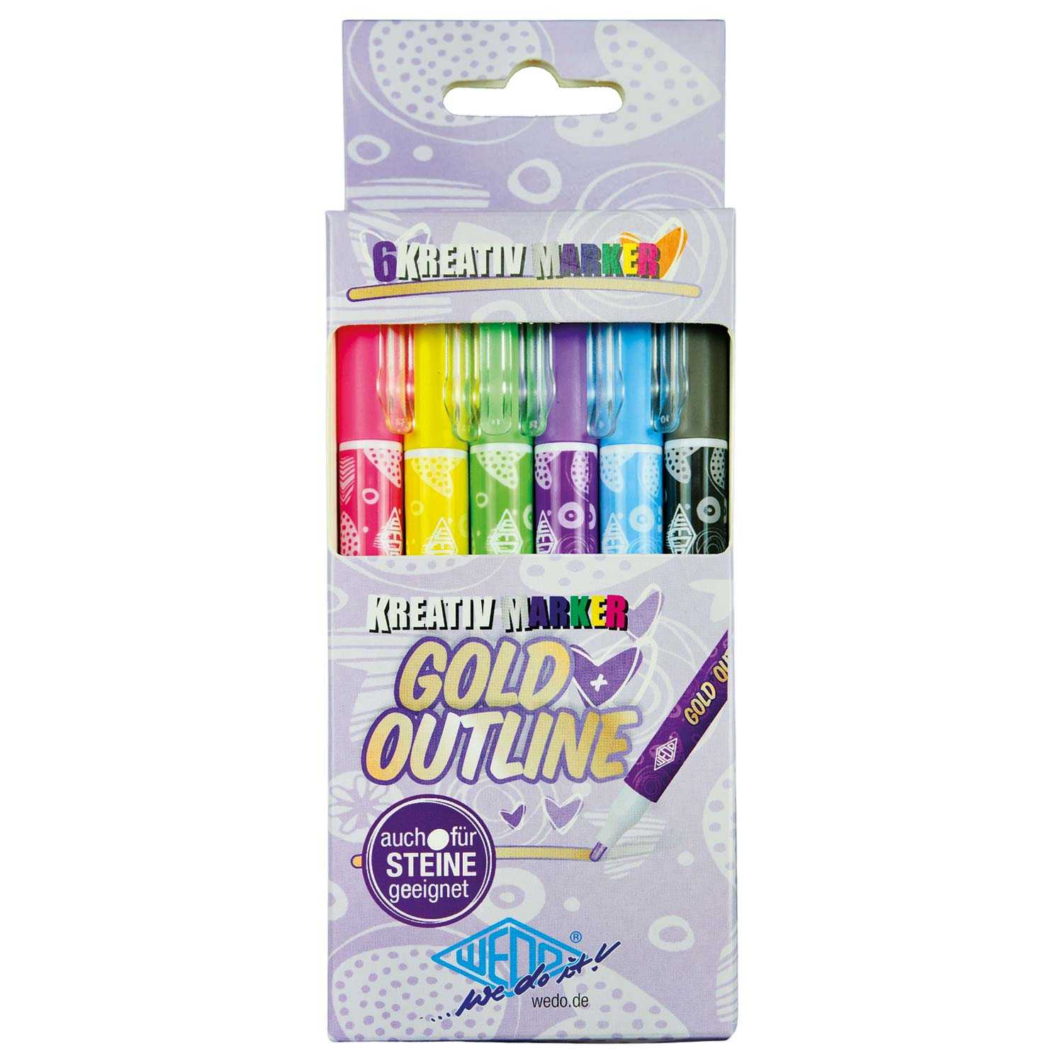 Outline-Marker Kreativ-Marker gold + farbiger Umrandung 6er