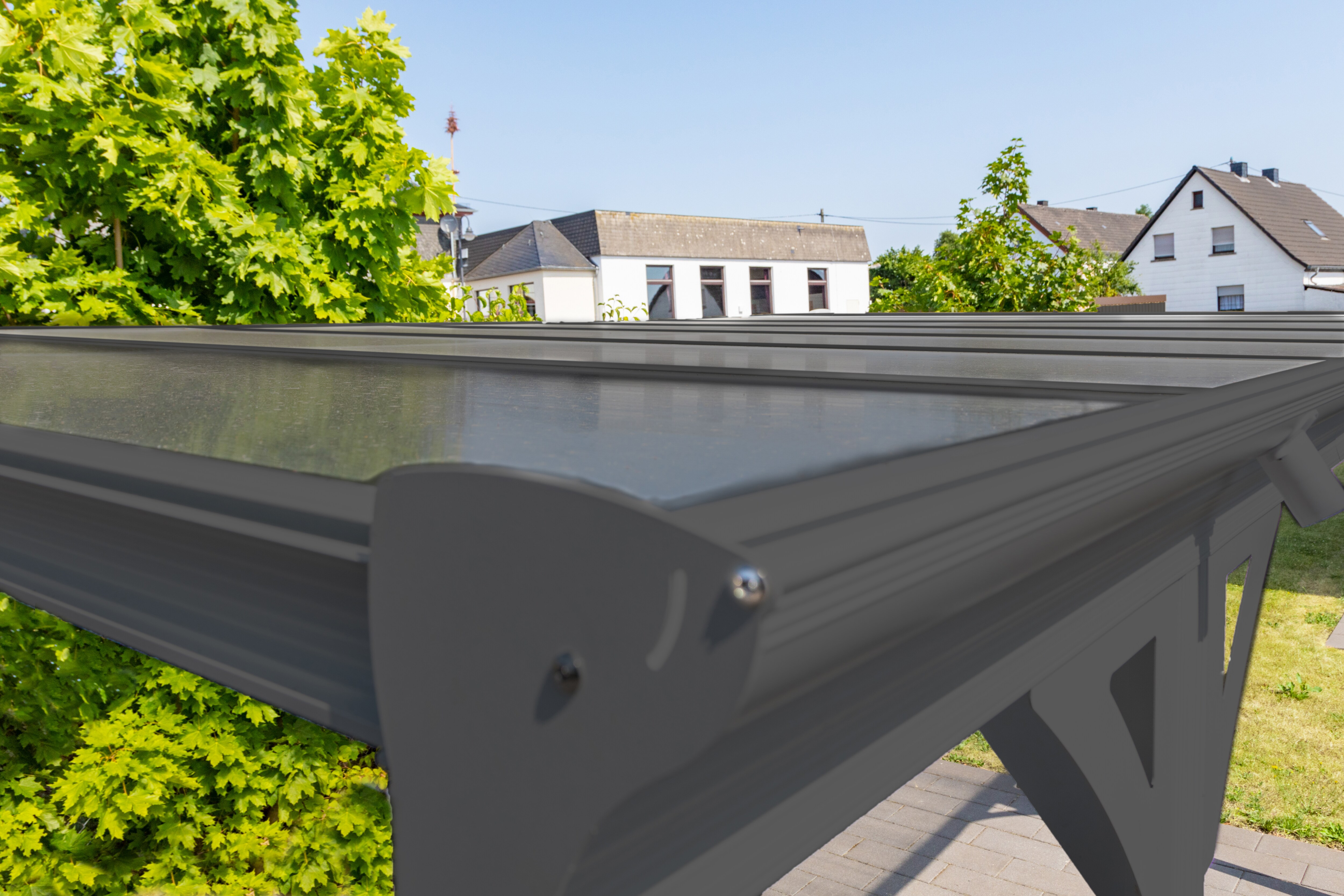 Westmann Aluminium Flachdach Carport Helsinki 15 m² anthrazit inkl. Regenrinne