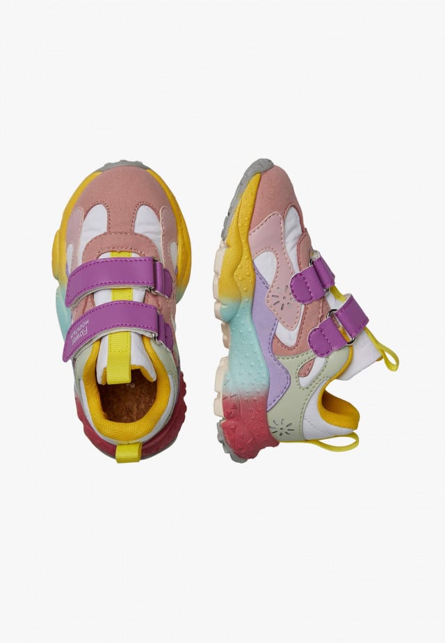 SABURO JUNIOR VL.Sneakers aus Kunstleder und technischem Gewebe, Rosa-Weiß