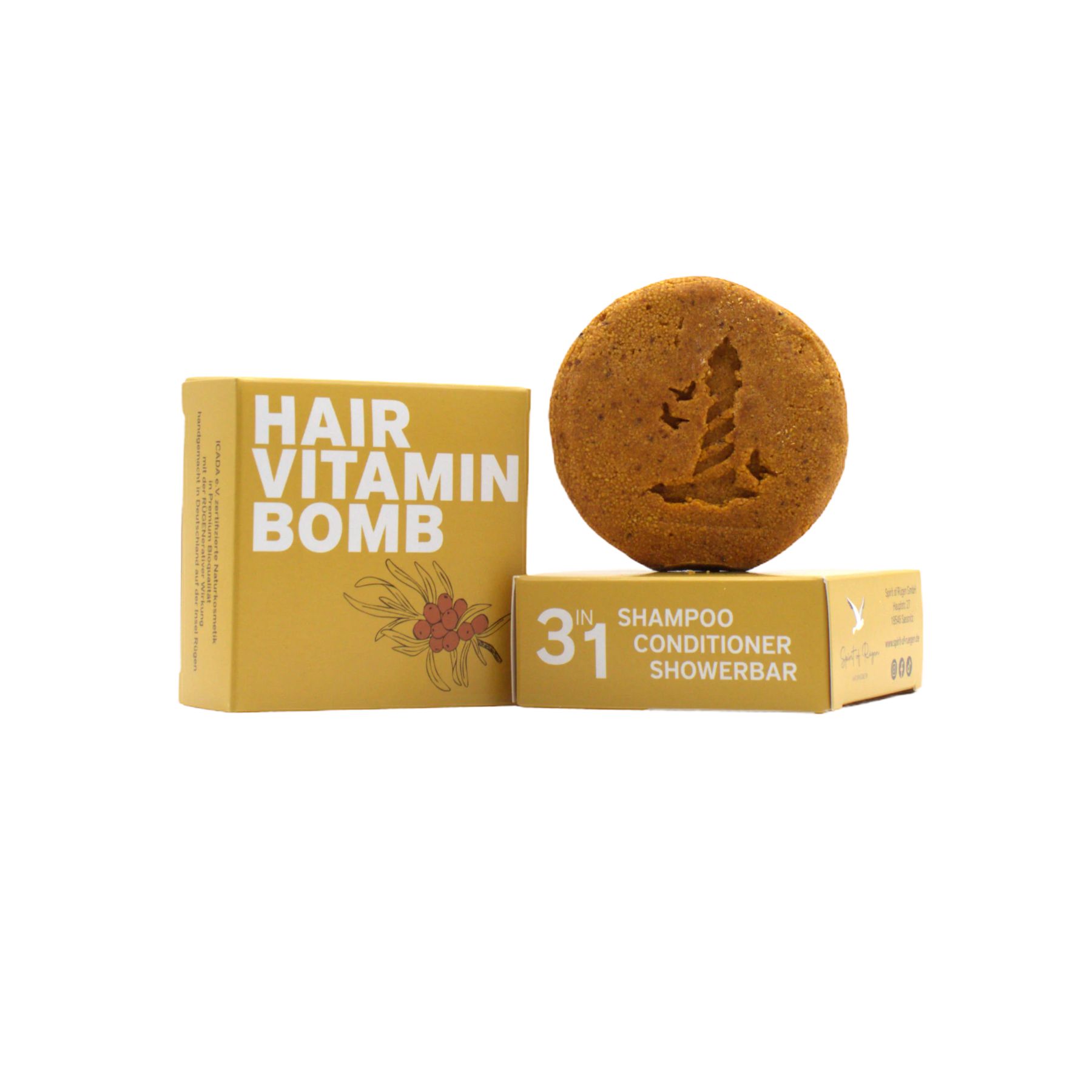 Spirit of Rügen festes Bio Shampoo -Conditioner -Duschbar Sanddornbrise