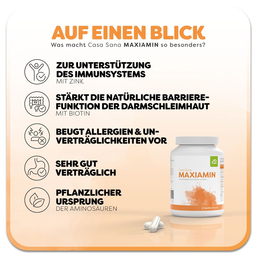 Casa Sana MAXIAMIN - Aminosäuren, Zink und Biotin für die Darmschleimhaut