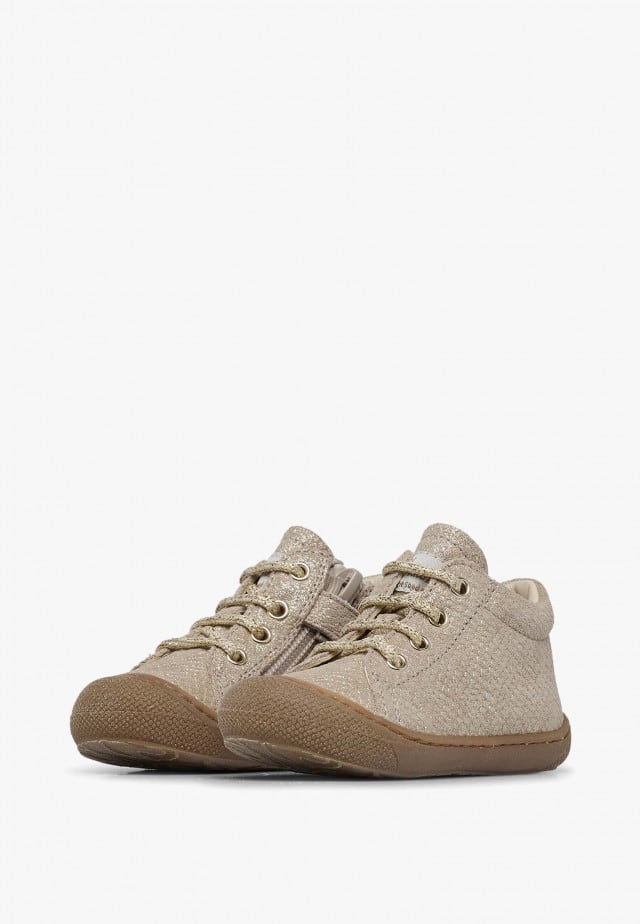 NATURINO COCOON ZIPLauflernschuhe aus Veloursleder mit Reißverschluss, Platin