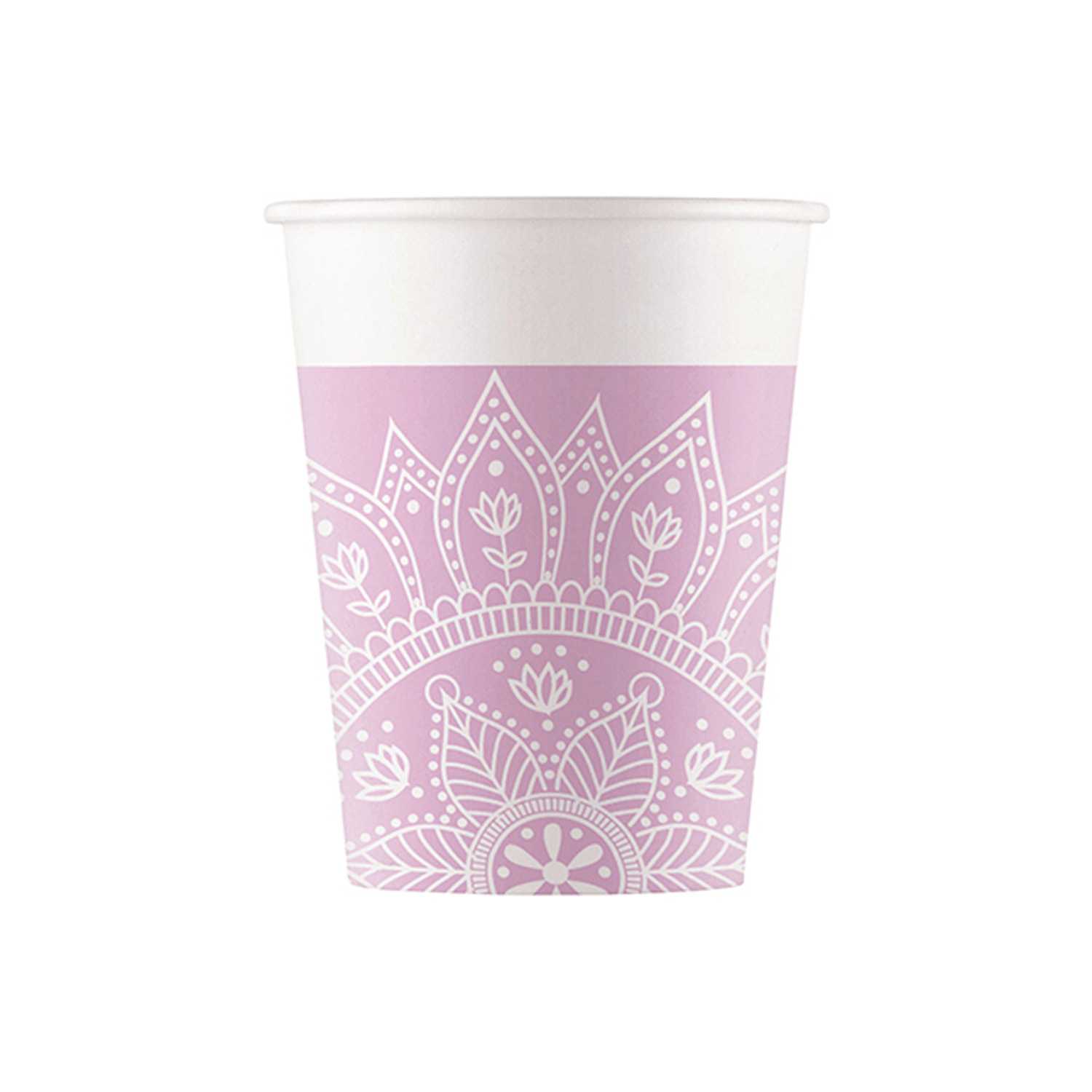 Pappbecher 8er 0,2l Mandala mauve