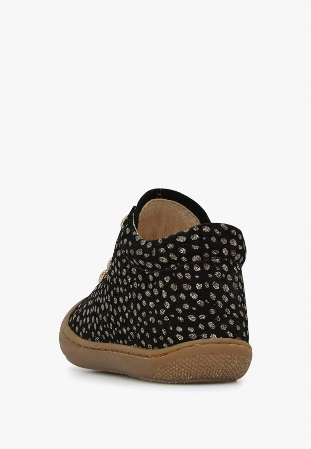 NATURINO COCOONLauflernschuhe aus Veloursleder mit Pony-Print, Schwarz-Platin