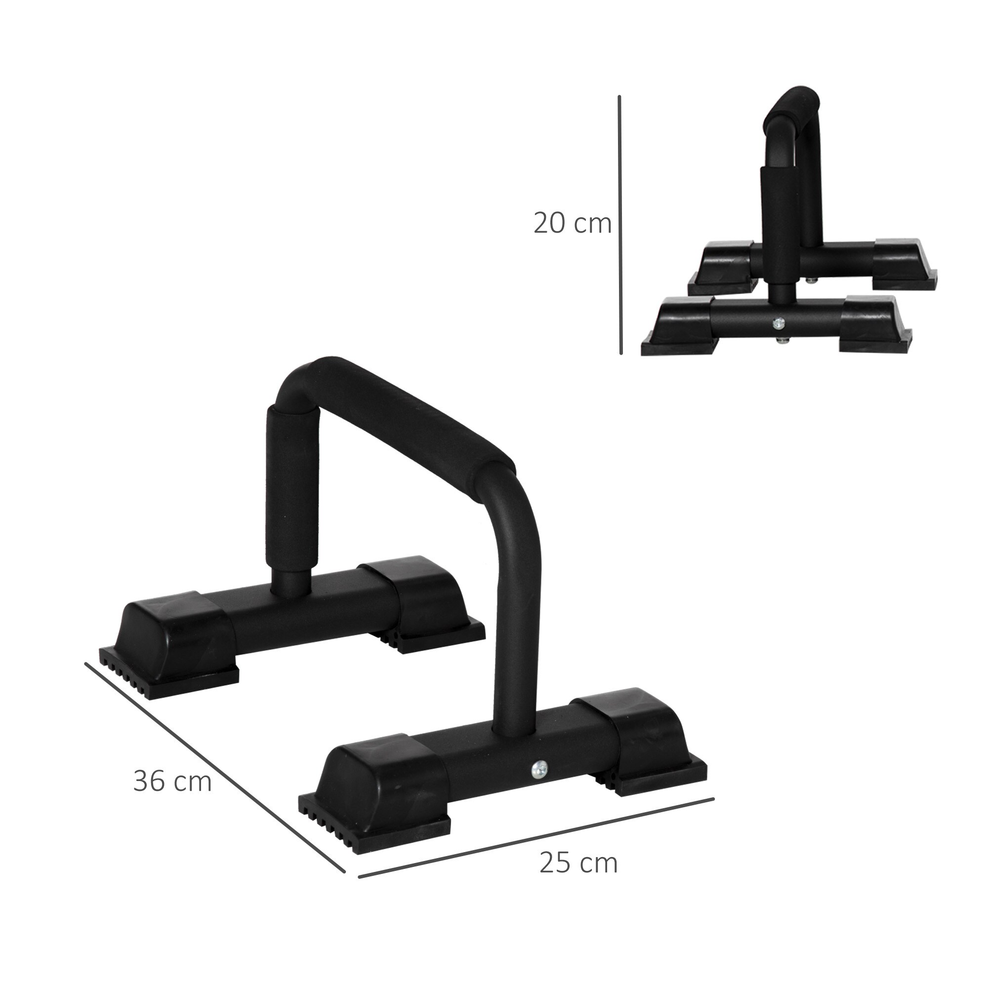 HOMCOM Liegestützgriffe mit rutschfester Unterlage schwarz 36L x 25B x 20H cm