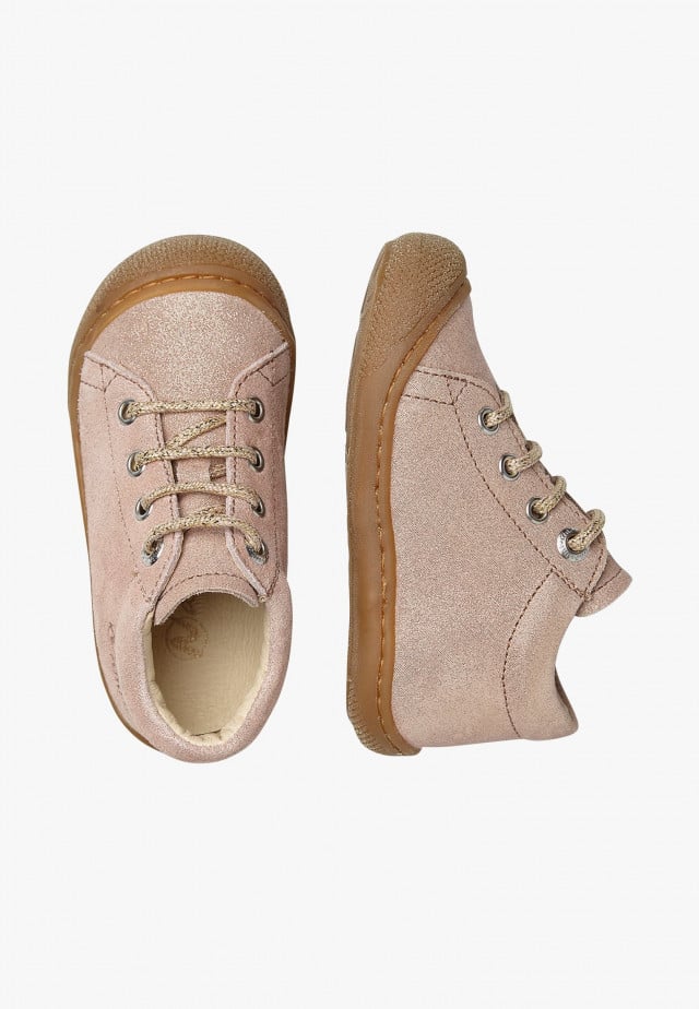 NATURINO COCOONLauflernschuhe aus Veloursleder in Glitter-Optik, Altrosa
