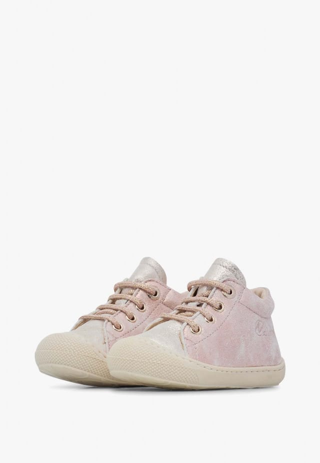 NATURINO COCOONLauflernschuhe aus laminiertem Leder und Veloursleder, Platin-Puderrosa