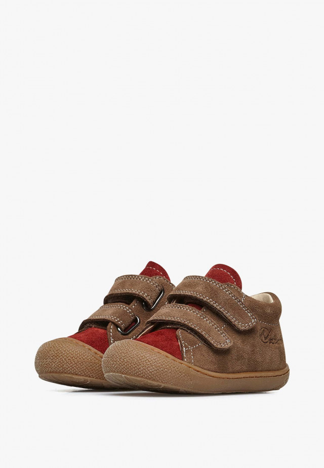NATURINO COCOON VLLauflernschuhe aus Veloursleder, Rot-Hellbraun