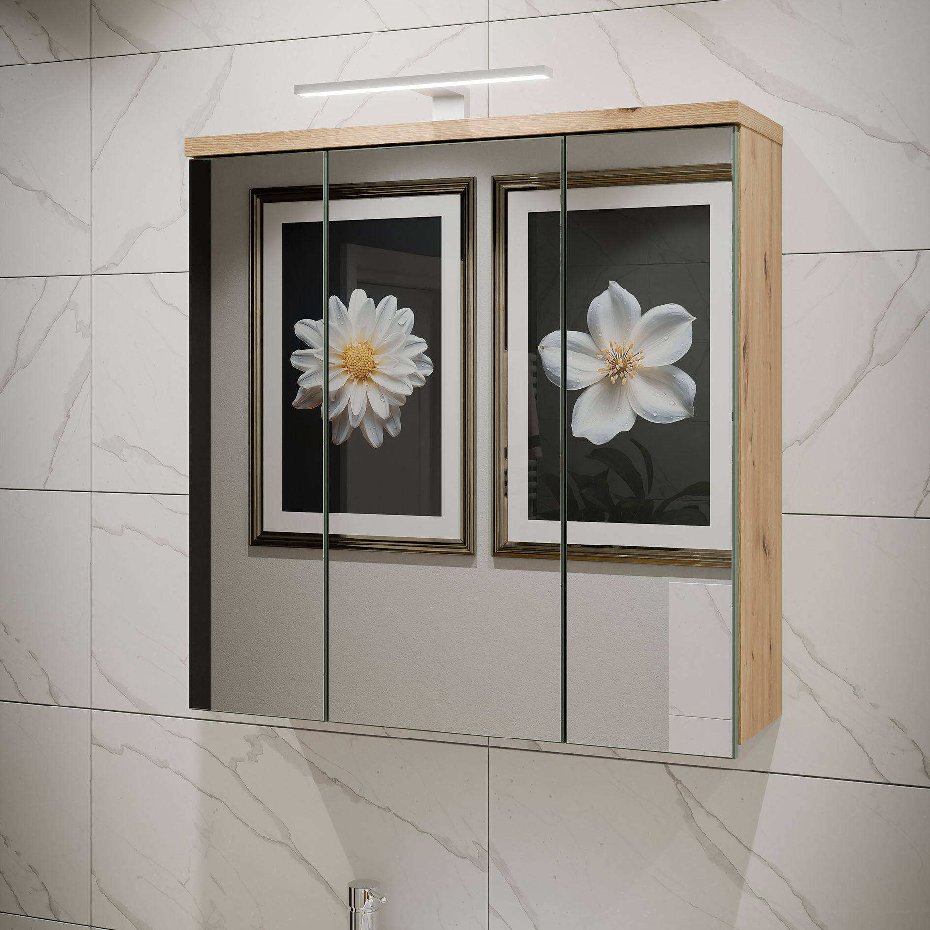 Spiegelschrank - Artisan Eiche - mit Beleuchtung