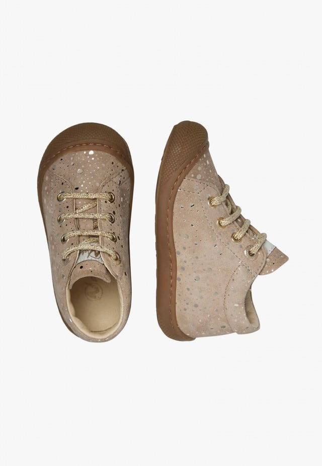 NATURINO COCOONLauflernschuhe aus Veloursleder, Beige-Platin