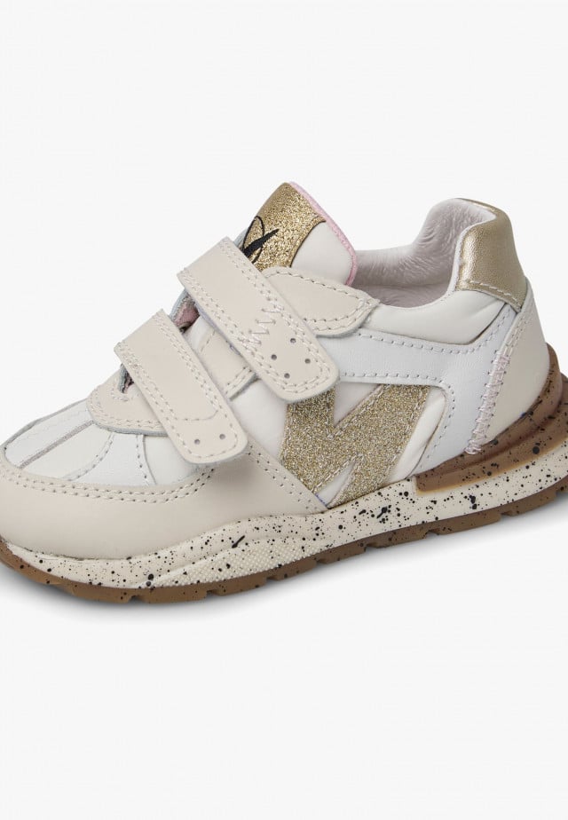 NATURINO ZIMMY VL.Sneakers aus Veloursleder und technischem Gewebe, Weiß-Platin
