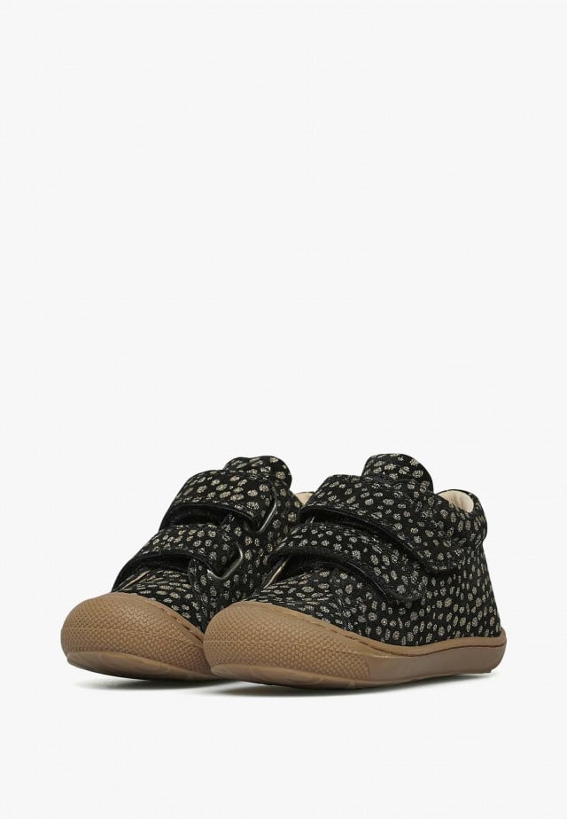 NATURINO COCOON VLLauflernschuhe aus Veloursleder mit Pony-Print, Schwarz-Platin