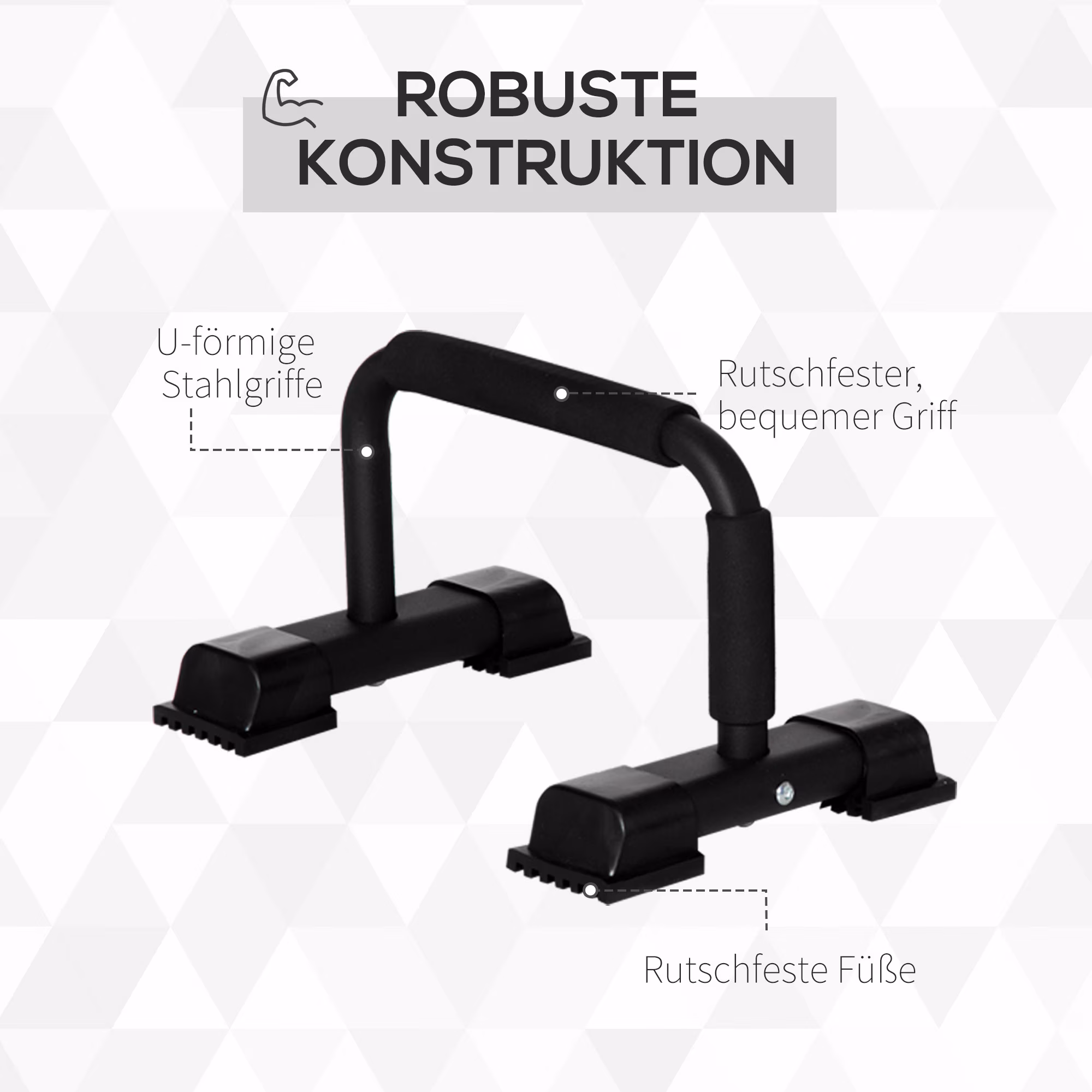 HOMCOM Liegestützgriffe mit rutschfester Unterlage schwarz 36L x 25B x 20H cm